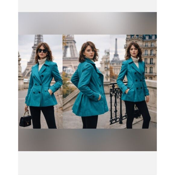 Miss Sixty Jackets & Blazers - Vintage Y2K Miss Sixty Deadstock Turquoise Teal Blue Peplum Jacket